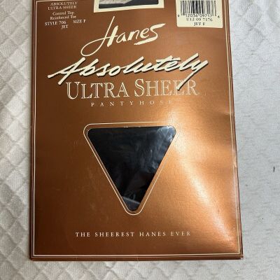 Vintage Hanes Absolutely Ultra Sheer Pantyhose Jet Black Size  F Style 706